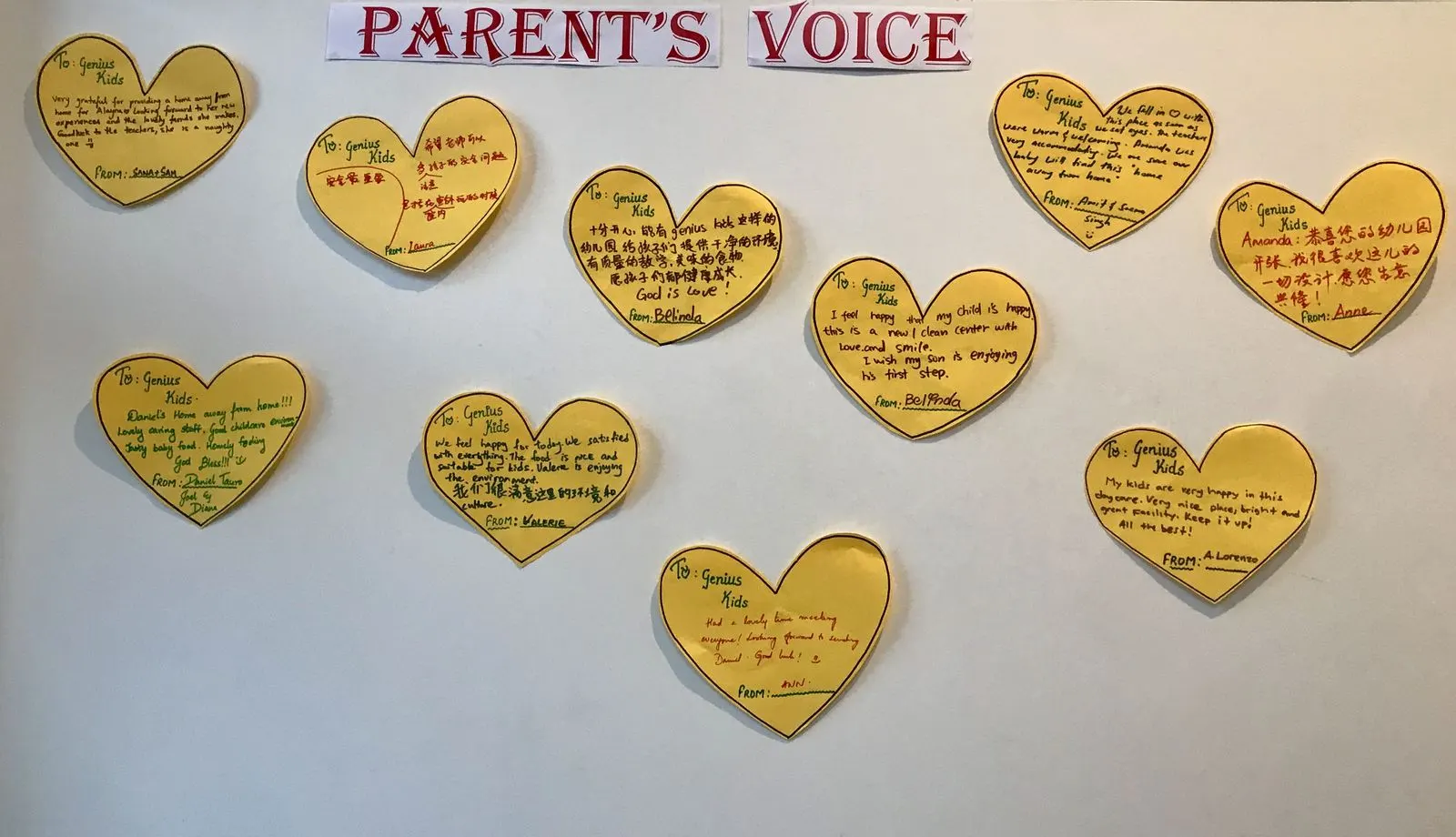The Parent’s Voice wall, August 2020